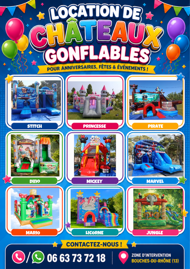 Location de Châteaux Gonflables dans les Bouches-du-Rhône 🎉